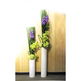 雅宴-白色圓柱造型花藝 (y14862 花藝設計.花材果樹-大廳用盆花(落地式)